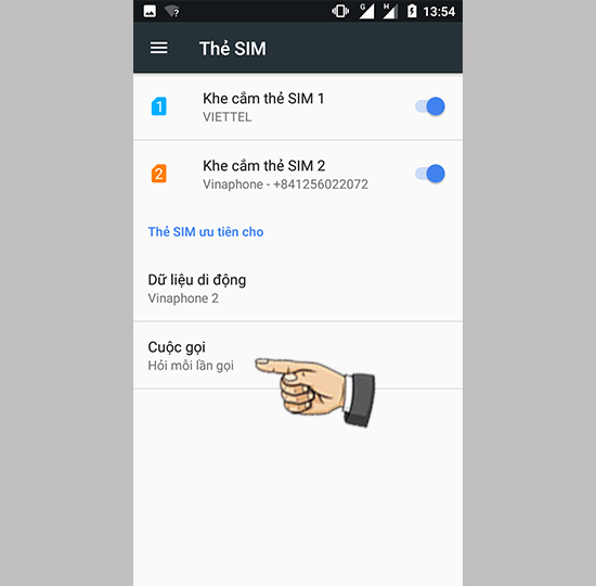 Chọn thẻ Sim ưu tiên